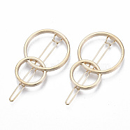 Alloy Hollow Geometric Hair Pin, Ponytail Holder Statement, Hair Accessories for Women, Cadmium Free & Lead Free, Interlink Rings Shape, Golden, 47x32.5mm, Clip: 60mm long(X-PHAR-N005-009G)