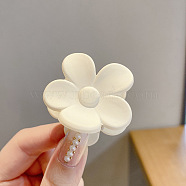 Acrylic Claw Hair Clips, Matte Style, Flower, White, 35mm(OHAR-PW0001-229A-01)