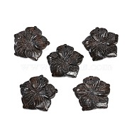 Natural Bronzite Carved Pendants, Flower Charms, 28.5x29.5x5mm, Hole: 1.2mm(G-B097-01A-12)