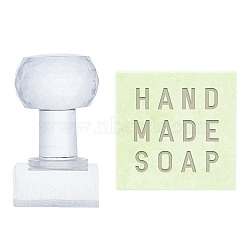Clear Acrylic Soap Stamps, DIY Soap Molds Supplies, Square with Word Handmade Soap, Word, 60x38x38mm, pattern: 35x35mm(DIY-WH0445-008)