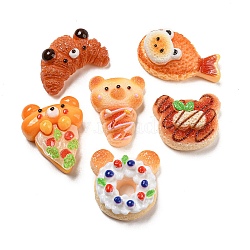 Imitation Food Resin Decoden Cabochons, Bear Bread, Mixed Shapes, Mixed Color, 18~26.5x20~31x11~13mm(CRES-R199-04)
