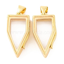 Rack Plating Brass Locket Pendants, with Plastic, Cadmium Free & Lead Free, Long-Lasting Plated, Real 18K Gold Plated, Arrow, 25x12.5x7mm, Hole: 3.5x3mm(KK-F874-01G-02)