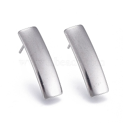 Non-Tarnish 304 Stainless Steel Stud Earring Findings, with Loop, Rectangle, Stainless Steel Color, 21x6mm, Hole: 1.8mm, Pin: 0.7mm(STAS-L238-079P)