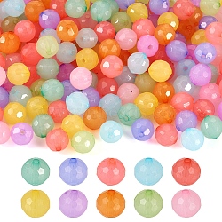 Pandahall 200Pcs 10 Colors Imitation Jelly Acrylic Beads, Faceted, Round, Mixed Color, 10x9.5mm, Hole: 1.8mm, 20pcs/color(MACR-TA0001-38)