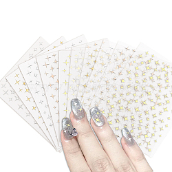 10 Sheet 10 Style Nail Art Stickers Decals, Self-adhesive, 3D Flower Design, For Nail Tips Decorations, Star Pattern, Mixed Color, 10~10.1x7.9~8x0.02~0.04cm, 1 sheet/style(DIY-GL0004-46)