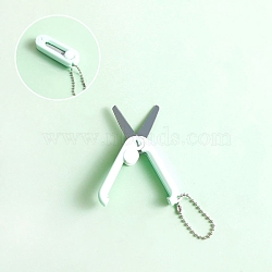 Stainless Steel Safe Portable Travel Scissors, Mini Foldable Multifunction Scissors, with Plastic Handle, Honeydew, 45x15mm(WG39274-05)