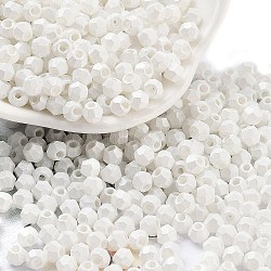 Baking Paint Glass Seed Beads, Bicone, White, 4.5x3.5mm, Hole: 1.4mm, about 5625pcs/pound(SEED-A032-02D)