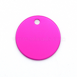 Colored Aluminum Pendants, Laser Cut, Double Sided Dog Pet Name Phone Number ID Tag Charm, Flat Round, Magenta, 20x1mm, Hole: 3mm(ALUM-S018-JA631-8)