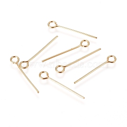304 Stainless Steel Eye Pins, Golden, 17~18x0.6mm, Hole: 2mm(X-STAS-L238-005B-G)