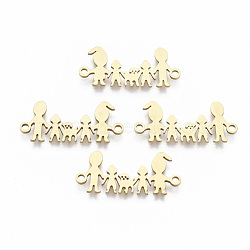 201 Stainless Steel Links connectors, Laser Cut Links, Family, Golden, 11x24.5x1mm, Hole: 1.5mm(STAS-R104-011G)