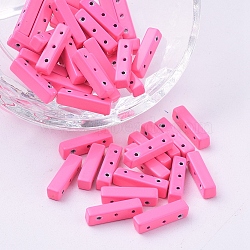 Spray Painted Alloy Multi-Strand Links, For Tile Elastic Bracelets Making, Rectangle, Hot Pink, 16x4x4mm, Hole: 0.8mm(PALLOY-G268-M01-100)