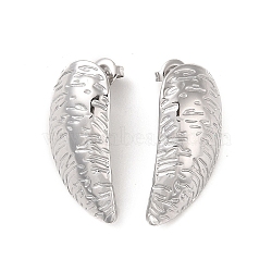 304 Stainless Steel Stud Earrings for Women, Stainless Steel Color, 32.5x15mm(EJEW-L272-013P)