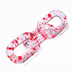 Transparent Acrylic Linking Rings, Quick Link Connectors, for Cable Chains Making, Oval, Crimson, 31x19.5x5mm, Inner Diameter: 8x20mm(OACR-N009-013A-09)