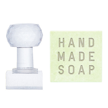 Clear Acrylic Soap Stamps, DIY Soap Molds Supplies, Square with Word Handmade Soap, Word, 60x38x38mm, pattern: 35x35mm