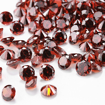 Diamond Shaped Cubic Zirconia Pointed Back Cabochons, Faceted, Dark Red, 10mm
