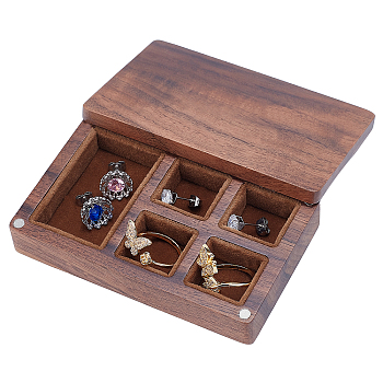 Wooden Jewelry Storage Boxes, with Magnetic Clasps, Rectangle, Sienna, 9.6x6x2.1cm