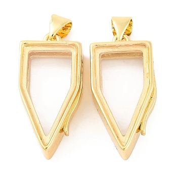 Rack Plating Brass Locket Pendants, with Plastic, Cadmium Free & Lead Free, Long-Lasting Plated, Real 18K Gold Plated, Arrow, 25x12.5x7mm, Hole: 3.5x3mm