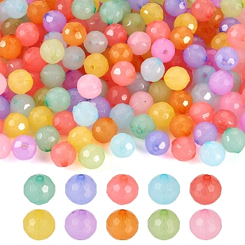 Pandahall 200Pcs 10 Colors Imitation Jelly Acrylic Beads, Faceted, Round, Mixed Color, 10x9.5mm, Hole: 1.8mm, 20pcs/color
