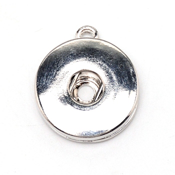 Alloy Pendants, Flat Round, Platinum, 22x19x5mm, Hole: 3mm
