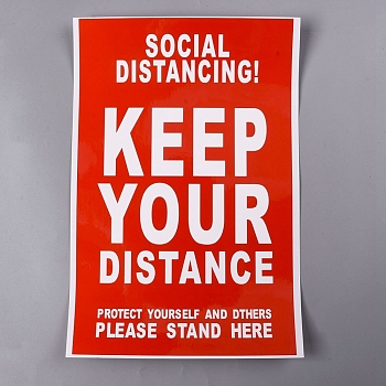 Social Distance Floor Stickers Decals, Anti-Slip Waterproof Vinyl Sticker, for Social Distancing Crowd Control, Red, 28x18x0.02cm