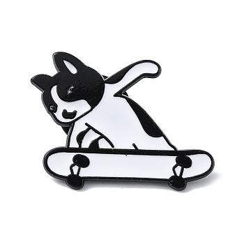 Enamel Pin, Alloy Brooch for Backpack Clothes, Cadmium Free & Lead Free, Cat, Black, 21x27x1.5mm