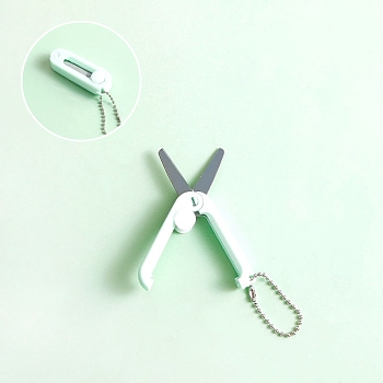 Stainless Steel Safe Portable Travel Scissors, Mini Foldable Multifunction Scissors, with Plastic Handle, Honeydew, 45x15mm