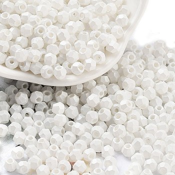 Baking Paint Glass Seed Beads, Bicone, White, 4.5x3.5mm, Hole: 1.4mm, about 5625pcs/pound