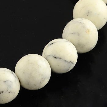 Dyed Synthetical Turquoise Bead Strands, Round, Creamy White, 8~9mm, Hole: 1.5mm, about 50pcs/strand, 15.75 inch