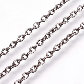 Iron Cable Chains, for DIY Jewelry Making, with Spool, Unwelded, Oval, Gunmetal, Lead Free, 3x2x0.5mm, about 328.08 Feet(100m)/roll