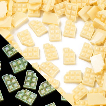 Luminous Resin Imitation Chocolate Decoden Cabochons, Glow in the Dark, Lemon Chiffon, Rectangle, 11.5x8x3mm