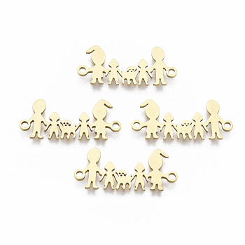 201 Stainless Steel Links connectors, Laser Cut Links, Family, Golden, 11x24.5x1mm, Hole: 1.5mm
