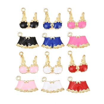 Alloy Enamel Pendants, Rack Plating, Underwear/Underpants Charms, Cadmium Free & Nickel Free & Lead Free, Golden, 13~19x16~19x6mm, Hole: 1.8mm