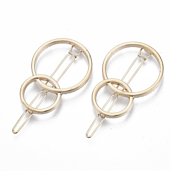 Alloy Hollow Geometric Hair Pin, Ponytail Holder Statement, Hair Accessories for Women, Cadmium Free & Lead Free, Interlink Rings Shape, Golden, 47x32.5mm, Clip: 60mm long