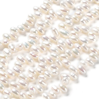 Natural Cultured Freshwater Pearl Beads Strands, Rice, Antique White, 6~7x4~5mm, Hole: 0.6mm, about 83pcs/strand, 13.78''(35cm)