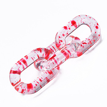 Transparent Acrylic Linking Rings, Quick Link Connectors, for Cable Chains Making, Oval, Crimson, 31x19.5x5mm, Inner Diameter: 8x20mm