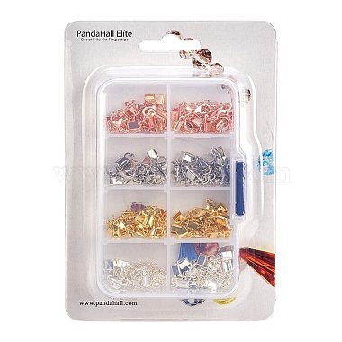 PandaHall Elite 4 Mixing Colors Brass Chain Extender And Lobster Claw Clasps Drop End for Craft 1 Box(KK-PH0017-02)-6