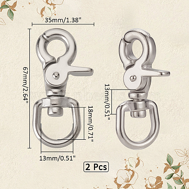 Elite 2Pcs 316 Surgical Stainless Steel Swivel Snap Hook Clasps(FIND-PH0018-32)-2