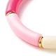 Bonbonfarbenes stämmiges Acryl-Armband mit gebogenen Rohrperlen für Mädchen und Frauen(BJEW-JB07297-03)-5