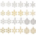 24Pcs 12 Style 201 & 304 Stainless Steel Pendants, Christmas Snowflake, Golden & Stainless Steel Color, 15~22x13~20x1~1.5mm, Hole: 1.4~1.6mm, 2pcs/style(STAS-SC0005-19)