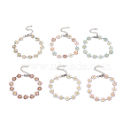 Enamel Daisy Link Chains Bracelet, 304 Stainless Steel Jewelry for Women, Stainless Steel Color, Mixed Color, 7-1/4 inch(18.4cm)(BJEW-P271-01P)