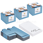 Cardboard Candy Storage Boxes, Square with Flower, Blue, 6.5x6.5x4.5cm(CON-WH0816-027G)