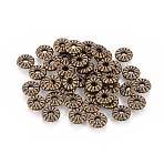Tibetan Style Spacer Beads, Cadmium Free &, Lead Free, Antique Bronze Color, Flat Round, Size: about 7mm in diameter, 2.1mm thick, hole: 2 mm, 2385pcs/1000g(TIBEB-LF0720YKG-AB-LF)