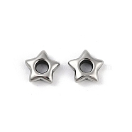 316 Surgical Stainless Steel Beads, Star, Antique Silver, 9x9x3.5mm, Hole: 2.8mm(STAS-G349-19AS)