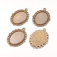 Zinc Alloy Pendant Settings for Cabochon & Rhinestone, DIY Findings for Jewelry Making, Lead Free and Cadmium Free, Oval, Antique Bronze, Tray: 25x18mm, 39x29x2mm, Hole: 2mm(PALLOY-A15257-AB-LF)