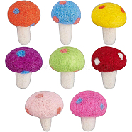 8pcs 8 Colors Handwork Felt Needle Felting Mushroom Ornaments, for Home Decoration Display, Mixed Color, 36~41x32~34mm, 1pc/color(AJEW-BC0001-99)