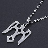201 Stainless Steel Pendants Necklaces, with Cable Chains and Lobster Claw Clasps, Eagle, Stainless Steel Color, 17.71 inch(45cm), 1.5mm(NJEW-S105-JN712-45-1)