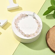 Natural Rose Quartz Beads Bracelets for Women, with Silver Alloy Lobster Claw Clasps & Iron Chains & Glass Seed, 6-5/8~7-1/2 inch(16.7~19cm)(BJEW-H623-02S-03)