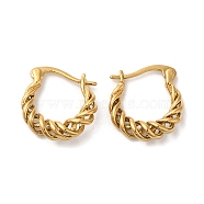 304 Stainless Steel Hoop Earrings, Twist Rope, Real 18K Gold Plated, 19x16mm(EJEW-M261-01G-02)