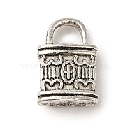 Tibetan Style Alloy Pendants, Cadmium Free & Lead Free, Lock Charms, Antique Silver, 15.5x10x3.5mm, Hole: 4x5mm(TIBEP-L021-51B-AS)