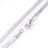 304 Stainless Steel Snake Chains Necklaces, with Lobster Clasps, Stainless Steel Color, 17.7 inch(45cm), 4mm(X-NJEW-O058-29P)